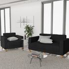 Kit Sofá 2 Lugares E Poltrona Denver Suede Preto - Doce Sonho