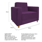 Kit Sofá 2 Lugares E Poltrona Denver Suede Roxo - Doce Sonho
