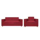 Kit Sofá 2 Lugares E Poltrona Denver Suede Vermelho - Amarena
