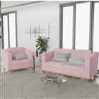Kit Sofá 2 Lugares E Poltrona Europa Corano Rosa Bebê Amarena
