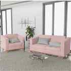 Kit Sofá 2 Lugares E Poltrona Europa Linho Rosê Amarena Móveis