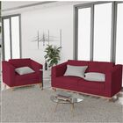 Kit Sofá 2 Lugares E Poltrona Europa Suede Bordô Amarena Móve