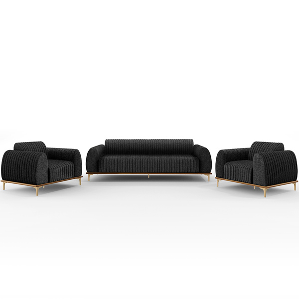 Kit Sofá 3 Lugares 180cm Com 2 Poltronas Molino Pés D'ouro D0