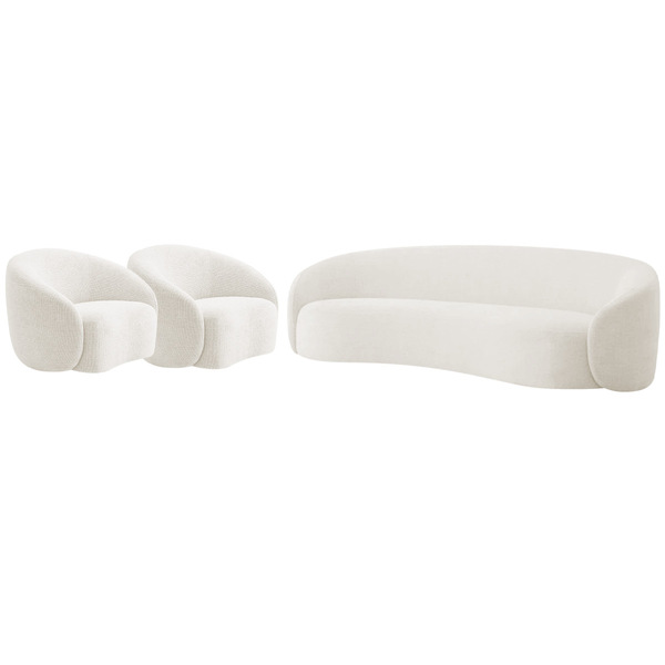 Kit Sofá 3 Lugares 180cm E 2 Poltronas Orgânica Luxo Recepção