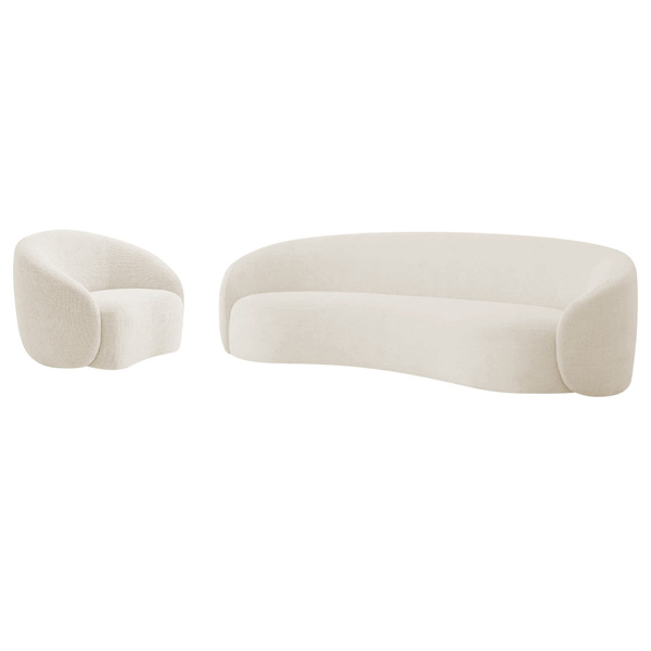 Kit Sofá 3 Lugares 180cm E Poltrona Orgânica Luxo Recepção Am