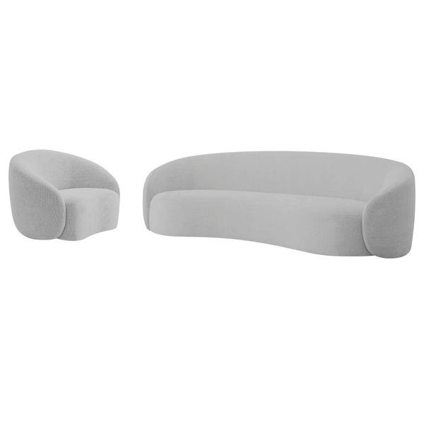 Kit Sofá 3 Lugares 180cm E Poltrona Orgânica Luxo Recepção Am