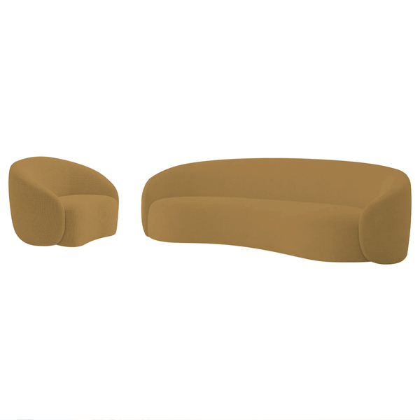 Kit Sofá 3 Lugares 180cm E Poltrona Orgânica Luxo Recepção Am