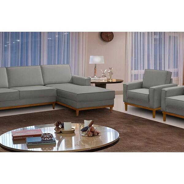 Kit Sofá 3 Lugares 2,10m Com Chaise E 2 Poltronas Living Lavi