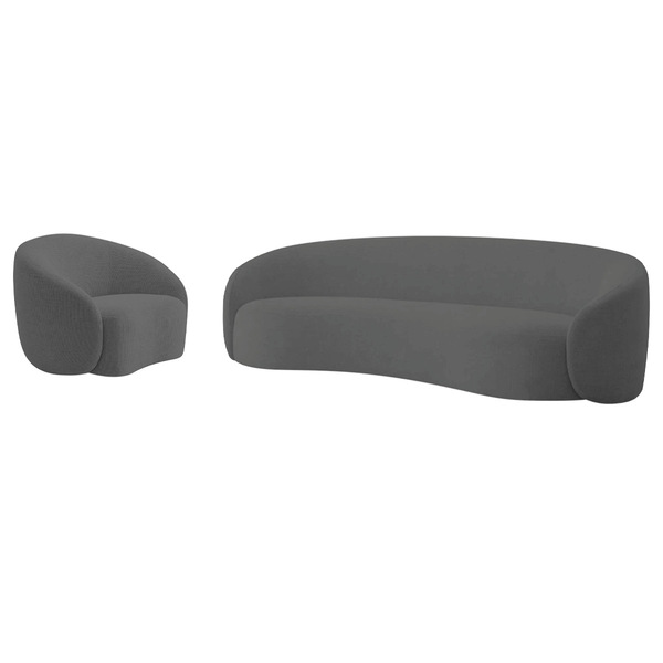 Kit Sofá 3 Lugares 200cm E Poltrona Orgânica Luxo Recepção Am