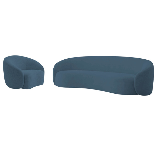 Kit Sofá 3 Lugares 200cm E Poltrona Orgânica Luxo Recepção Am