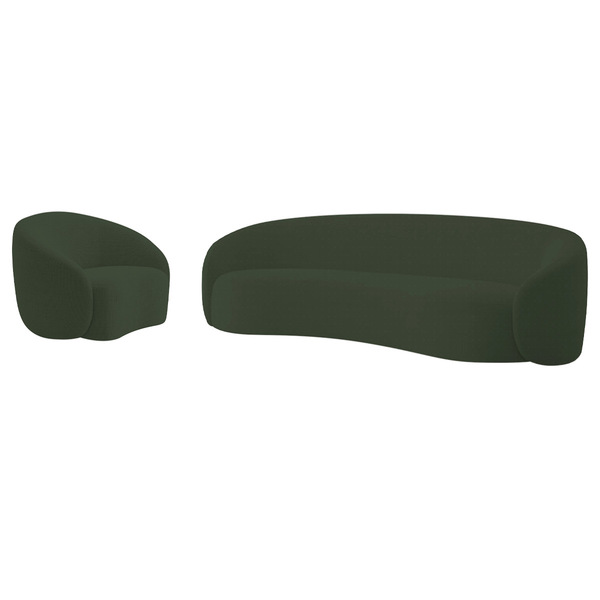 Kit Sofá 3 Lugares 200cm E Poltrona Orgânica Luxo Recepção Am