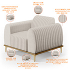 Kit Sofá 3 Lugares 210cm Com 2 Poltronas Molino Pés D'ouro D0