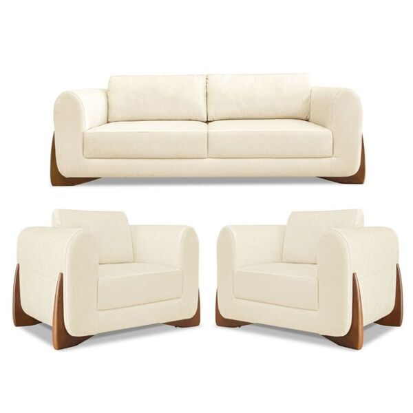 Kit Sofá 3 Lugares 250cm 2 Poltronas 120cm Marina Para Sala