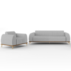 Kit Sofá 3 Lugares Sala Estar 180cm E Poltrona Molino Pés D'o