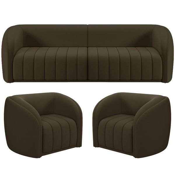 Kit Sofá 4 Lugares Para Sala 252cm Com 02 Poltronas Lazio M03