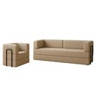 Kit Sofá E Poltrona Na Caixa Modular Helen Para A Sala Bege