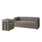 Kit Sofá E Poltrona Na Caixa Modular Roberta Para A Sala Cinza