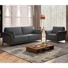 Kit Sofá Living 3 Lugares E Poltrona 102cm Pés Madeira Roya M