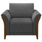 Kit Sofá Living 3 Lugares E Poltrona 102cm Pés Madeira Roya M