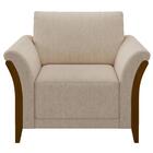 Kit Sofá Living 3 Lugares E Poltrona 102cm Pés Madeira Roya Z