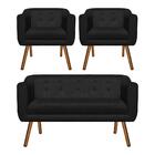 Kit Sofá Namoradeira 02 Lugares E 02 Poltronas Julia Preto