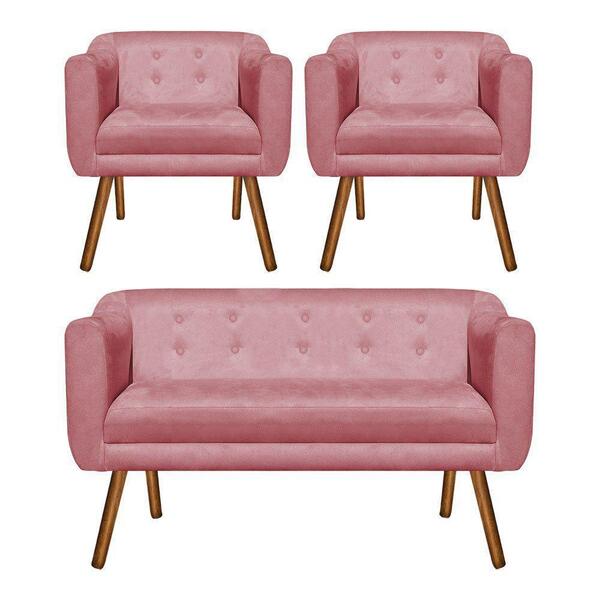 Kit Sofá Namoradeira 02 Lugares E 02 Poltronas Júlia Rose