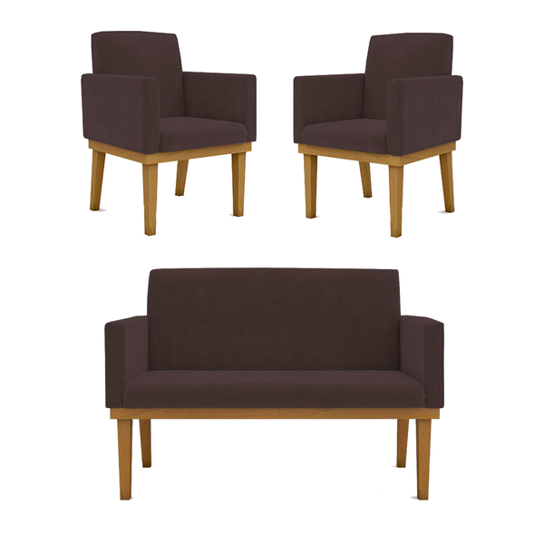 Kit Sofá Namoradeira + Poltrona Reforçada – Sala De Estar Mar