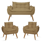 Kit Sofá Opala + 2 Poltronas Opala Sala De Estar Capuccino