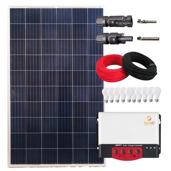 Kit Solar Iluminação 280w Resun 10 Lâmpadas Controlador 20a