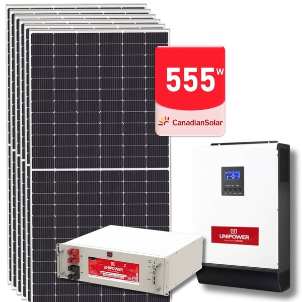Kit Solar Off Grid Canadian Monocristalino 3,33kwp Unipower L