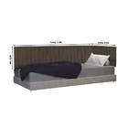 Kit Solteiro Em L Painel Cama Box Almofadada Estofada Corino