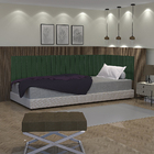 Kit Solteiro Em L Painel Cama Box Almofadada Estofada Suede