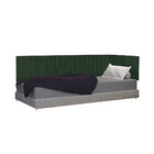 Kit Solteiro Em L Painel Cama Box Almofadada Estofada Suede