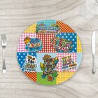Kit Sousplat 35cm Junino Patchwork Com Base - 4 Unidades