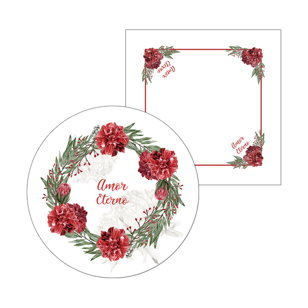 Kit Sousplat + Guardanapo Amor Eterno - 1 Peça - Com Base