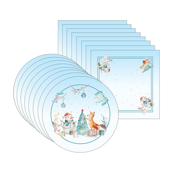 Kit Sousplat + Guardanapo Animais - 8 Peças - Sem Base