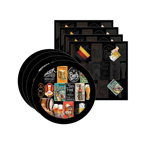 Kit Sousplat + Guardanapo Beer - 4 Peças - Com Base