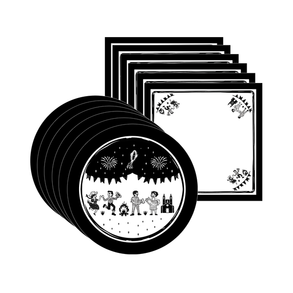 Kit Sousplat + Guardanapo Cordel Junino - 6 Peças - Sem Base