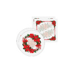 Kit Sousplat + Guardanapo Flor Natal - 2 Peças - Com Base