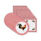 Kit Sousplat + Guardanapo Galinheiro - 12 Peças - Com Base