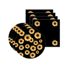 Kit Sousplat + Guardanapo Girassol Fundo Preto - 4 Peças - Co