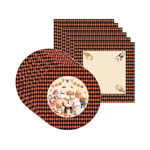 Kit Sousplat + Guardanapo Halloween Infantil - 6 Peças - Com