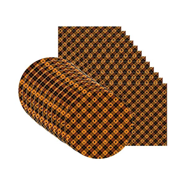 Kit Sousplat + Guardanapo Halloween Misto - 12 Peças - Sem Ba