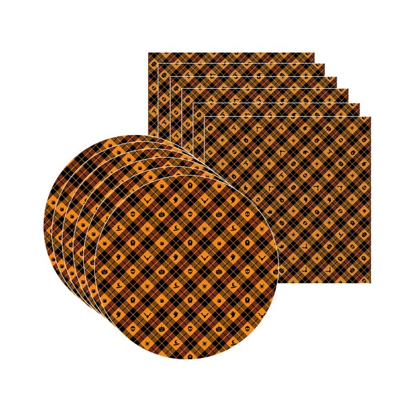 Kit Sousplat + Guardanapo Halloween Misto - 6 Peças - Sem Base