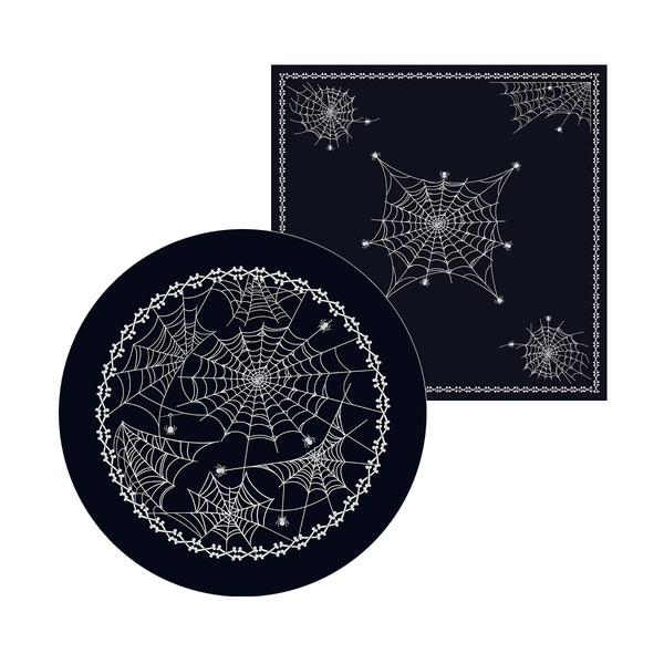 Kit Sousplat + Guardanapo Halloween Teia - 1 Peça - Sem Base