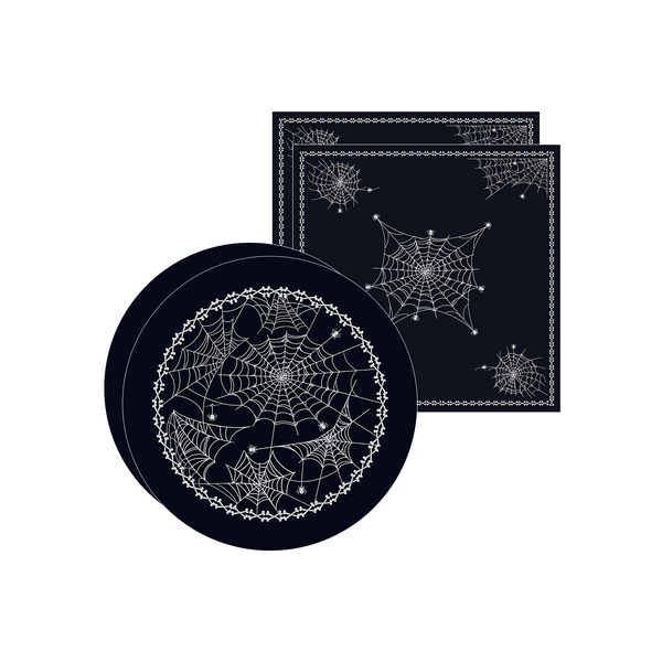 Kit Sousplat + Guardanapo Halloween Teia - 2 Peças - Sem Base