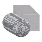 Kit Sousplat + Guardanapo Jacquard Prata - 12 Peças - Sem Base