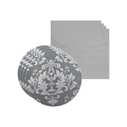 Kit Sousplat + Guardanapo Jacquard Prata - 4 Peças - Sem Base
