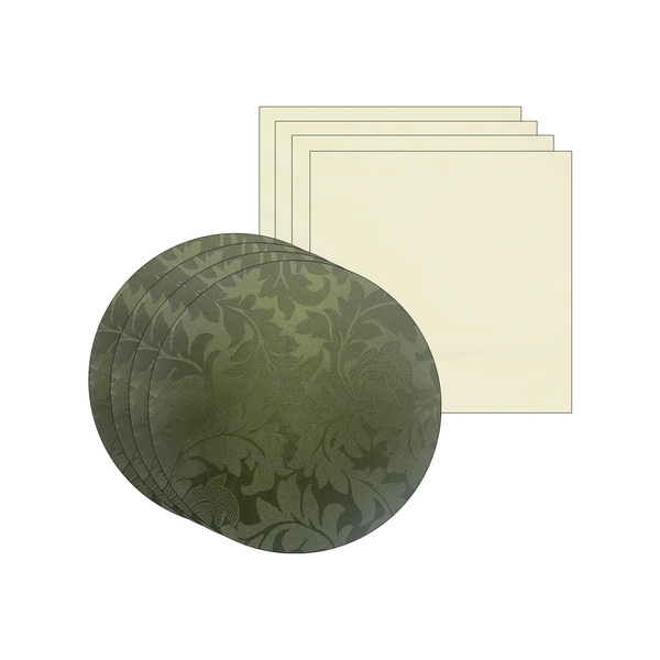 Kit Sousplat + Guardanapo Jacquard Verde - 4 Peças - Sem Base