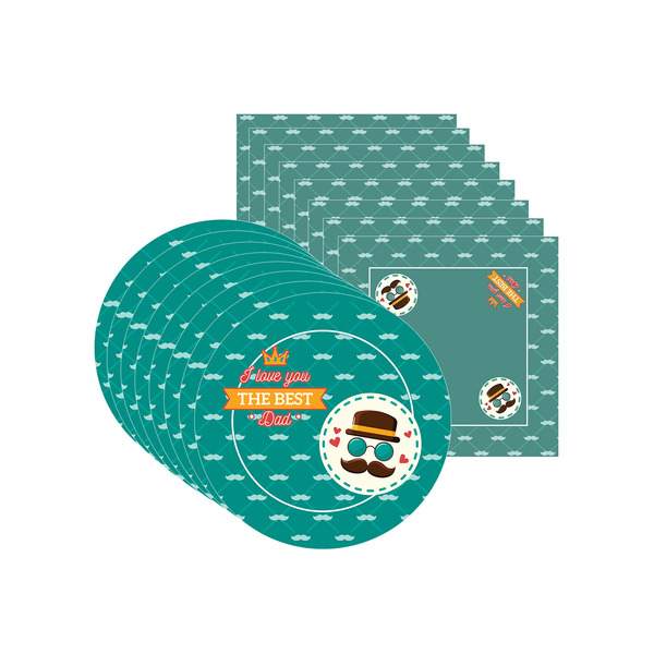 Kit Sousplat + Guardanapo Love You Dad - 8 Peças - Com Base
